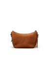 Back view of Slouchy Shoulder Bag - Saddle on plain background