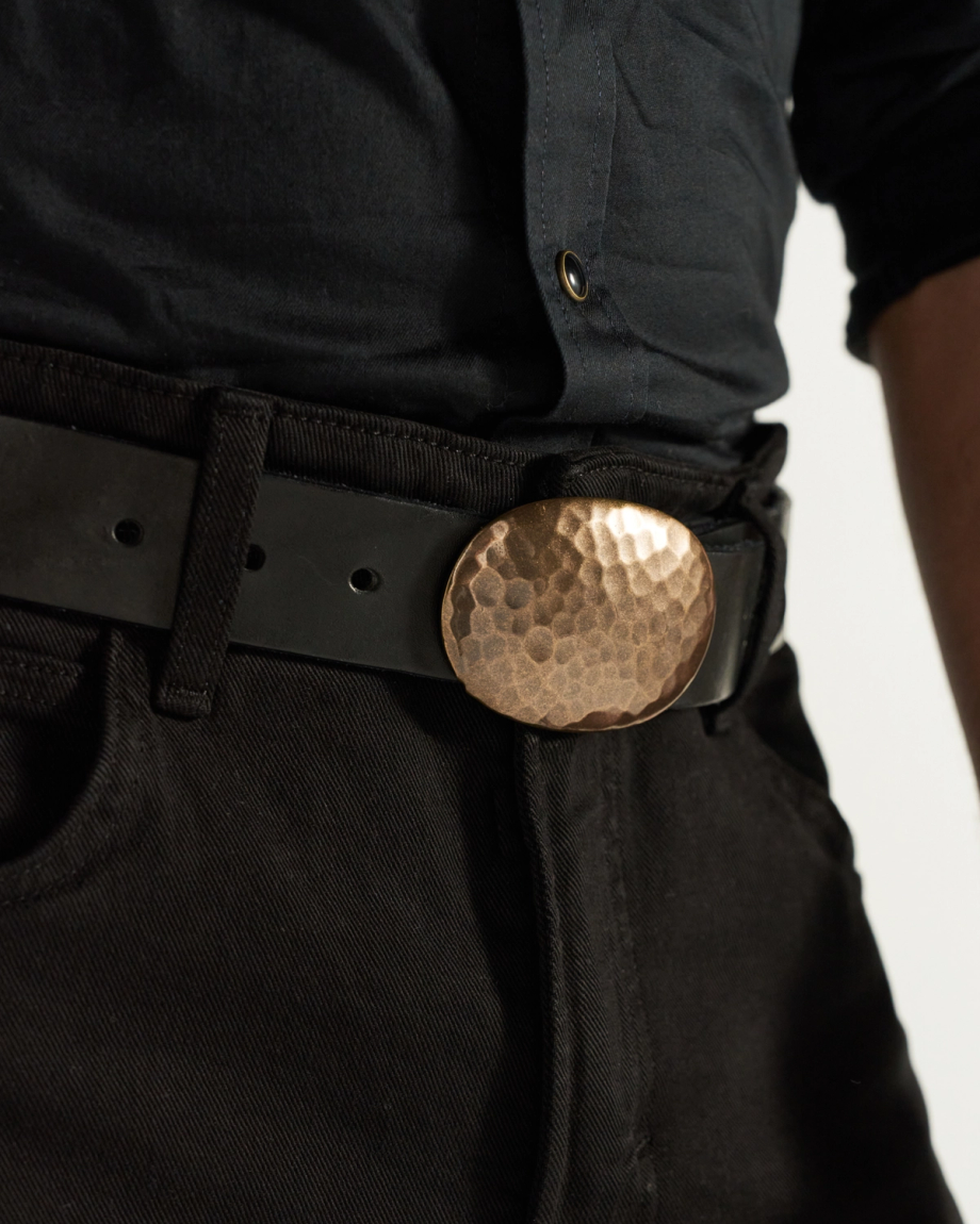 View of Hammered Buckle - Antique Brass