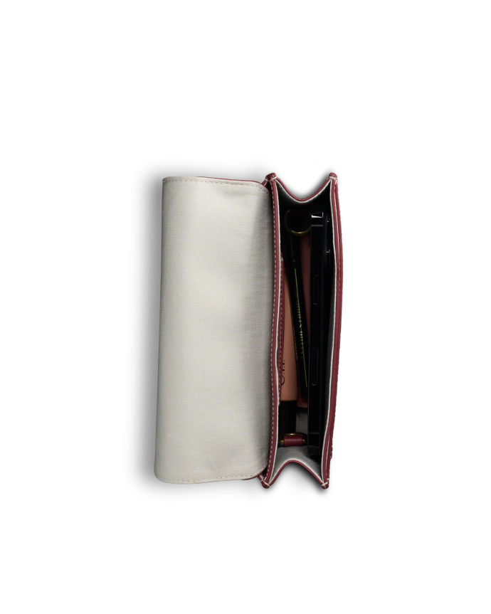 Inside view of Concho Chain Crossbody - Cabernet on plain background