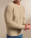 Front view of Men's Crew Neck Desert Sweater - Bone Heather on model