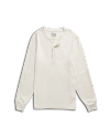 Front view of Men's Henley  LS - Whisper White on plain background