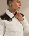 Closeup detail view of Women's Puffer Jacket - Cream