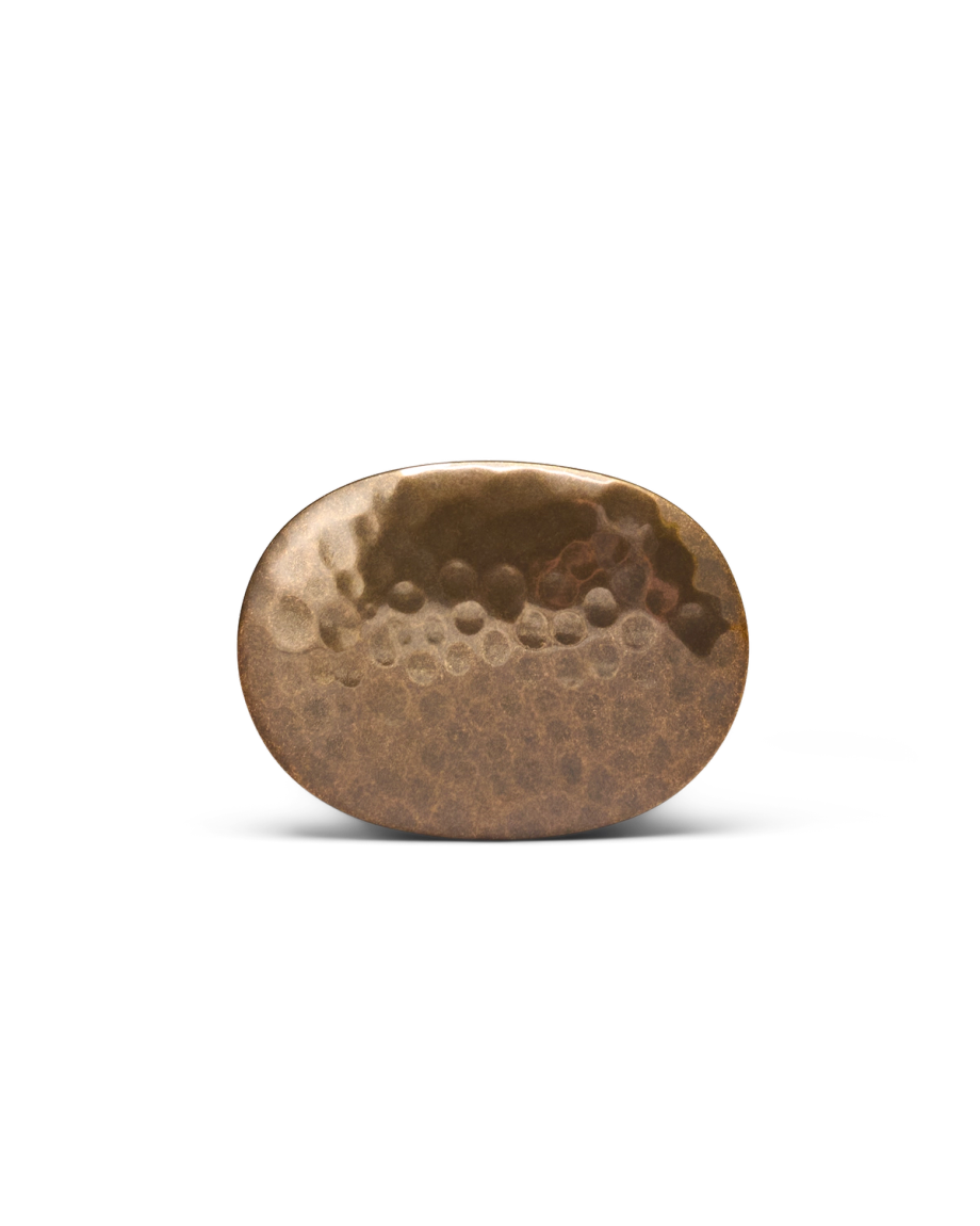 Front view of Hammered Buckle - Antique Brass on plain background
