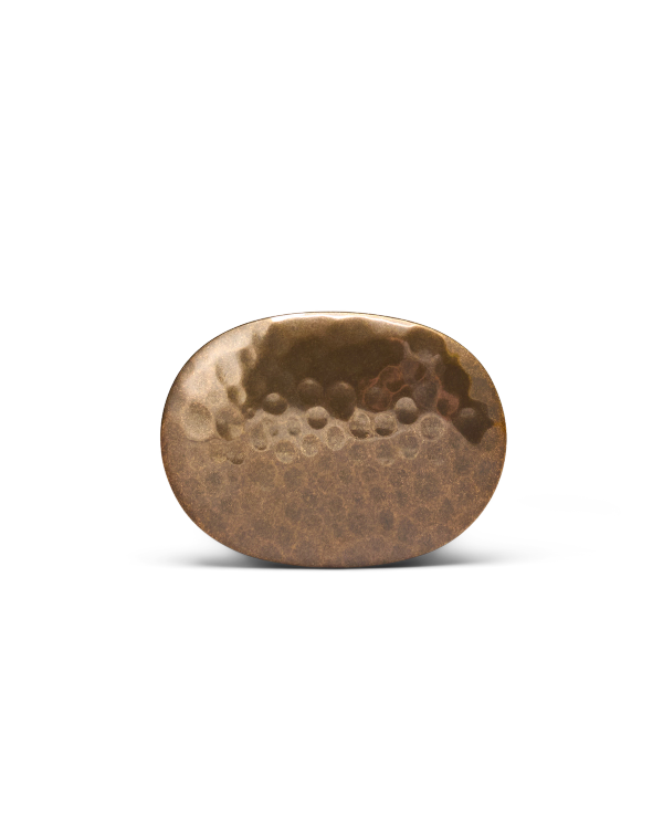 Front view of Hammered Buckle - Antique Brass on plain background
