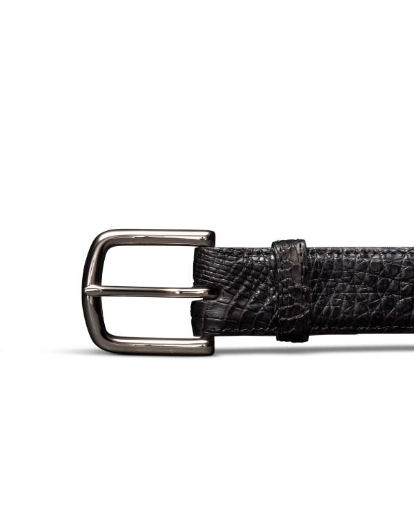Front view of Men's Caiman Belt II - Midnight on plain background