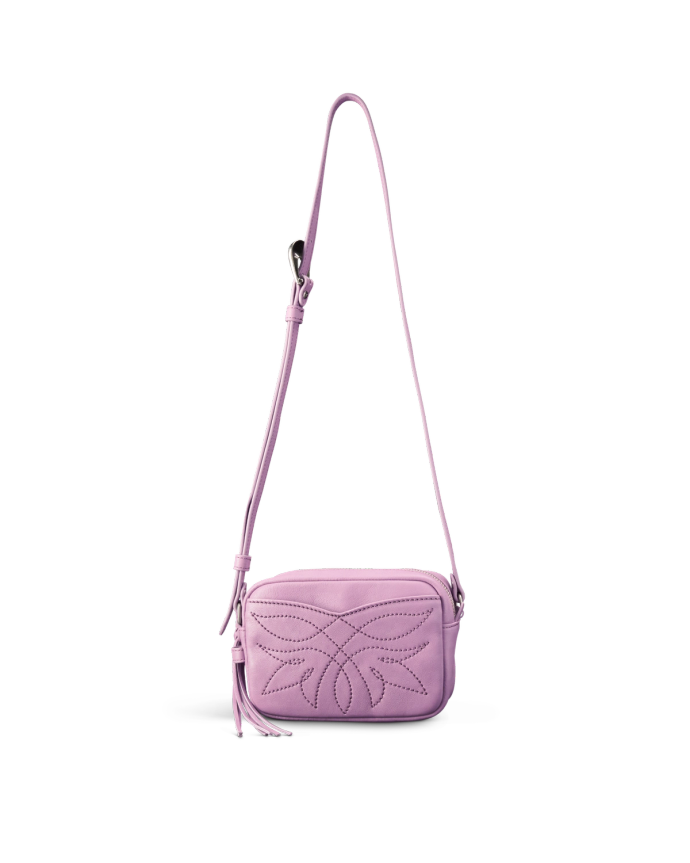 Front view of Flower Mini Crossbody - Orchid on plain background