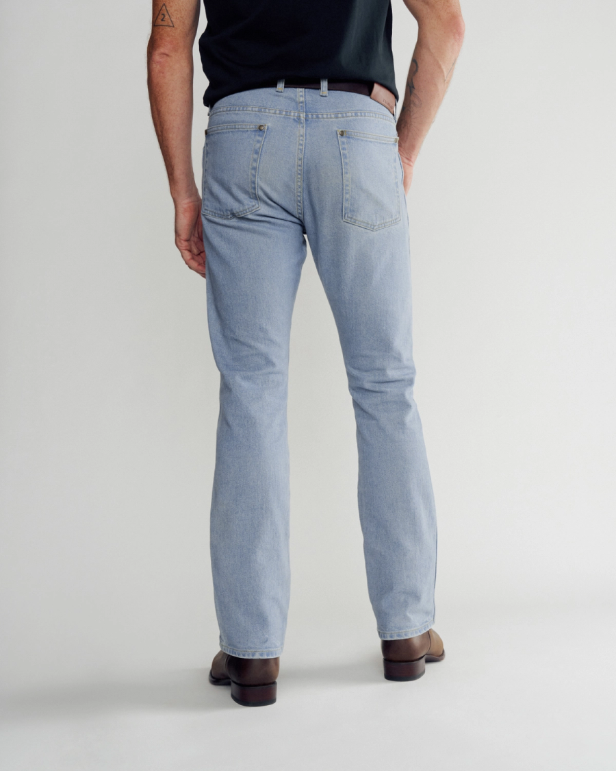 【Sサイズ】Straight Heritage Denim Pants Men's Slim Straight Jeans - Light Blue denim | Tecovas