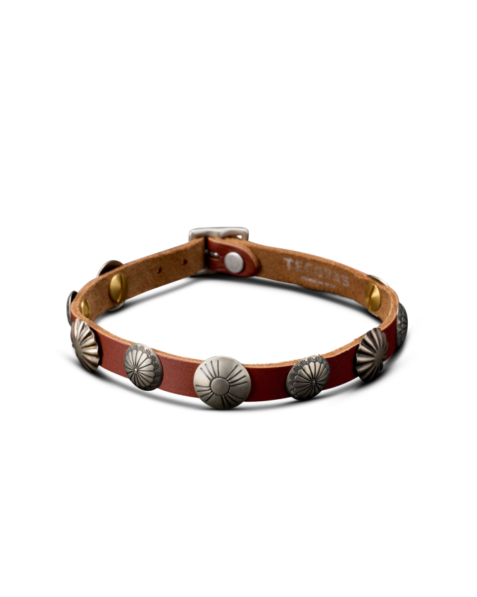 Front view of Boot Bracelet - Brown/Silver on plain background