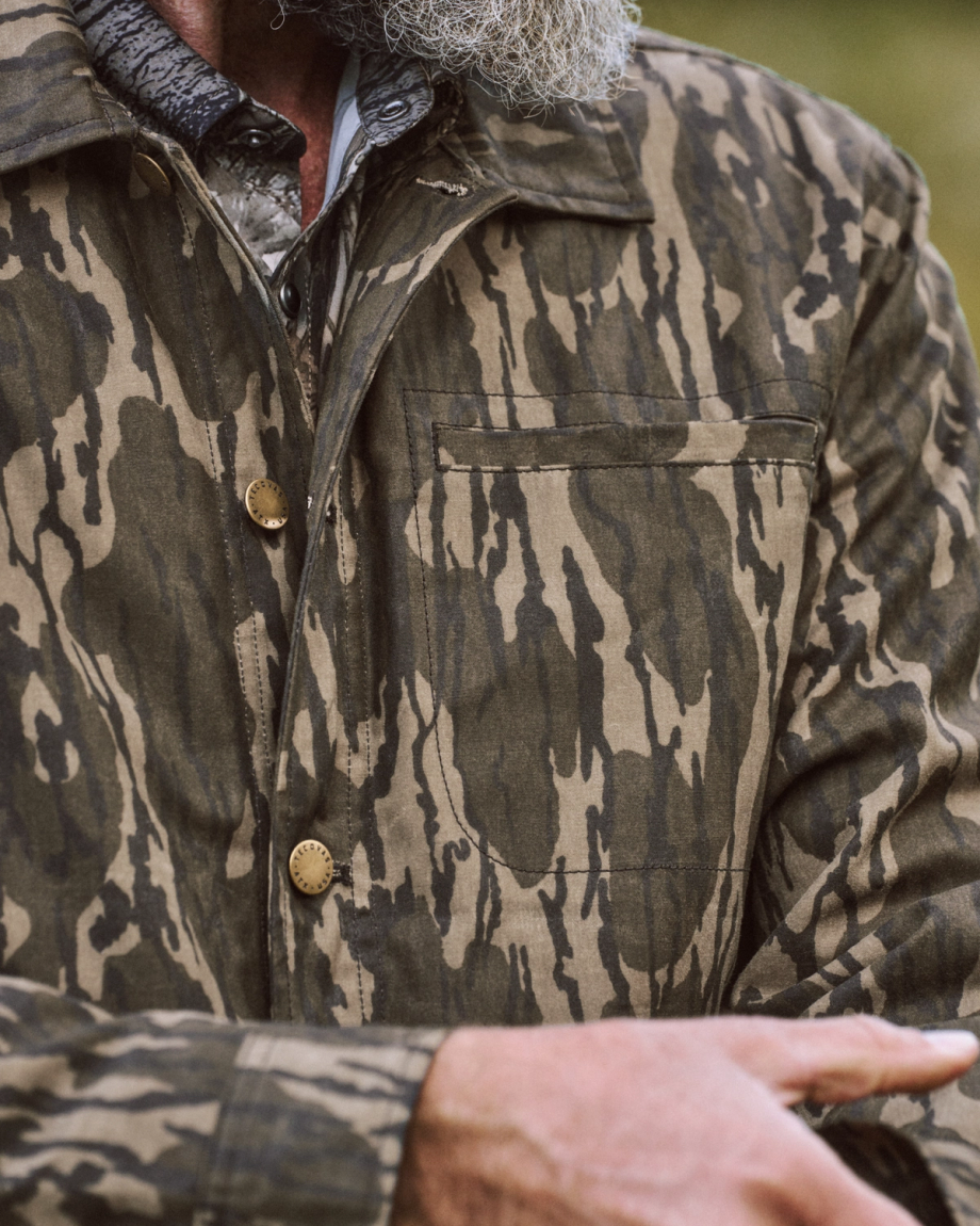 View of Men's Tecovas x Mossy Oak Waxed Ranch Jacket - Original Bottomland