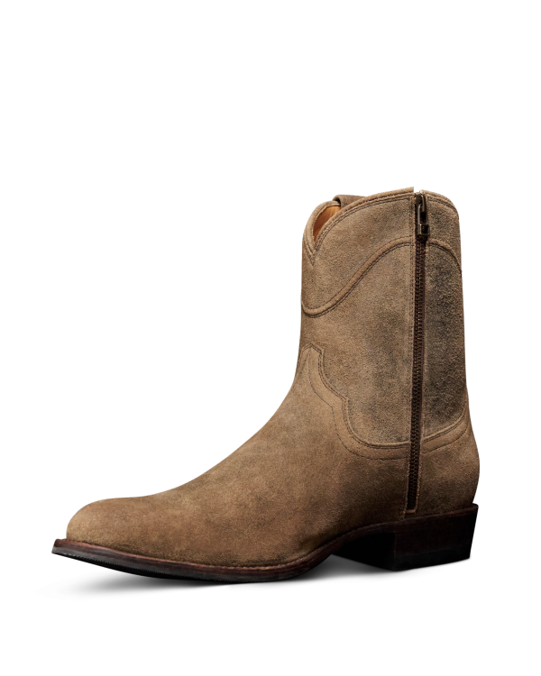 Quarterfront view of The Dean - Gravel Suede on plain background