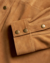 Closeup view of Women's Suede Shacket - Tan