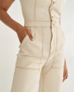 Closeup view of Women's Jumpsuit - Natural Denim
