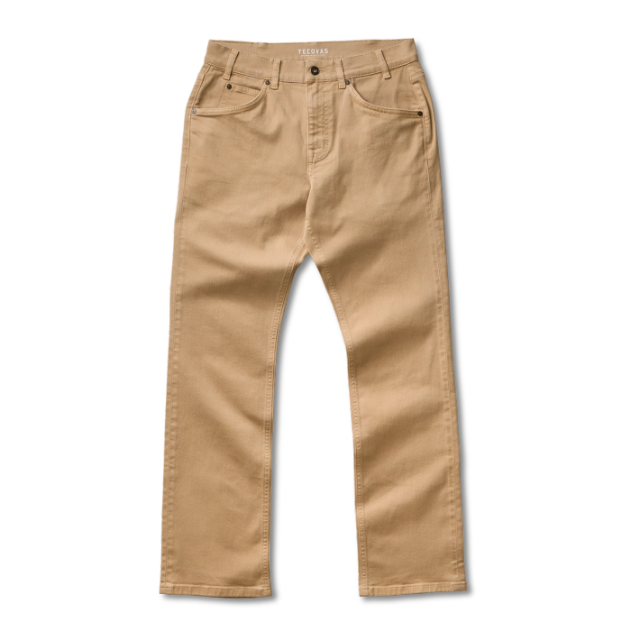 Front view of Men's Everyday Standard Jeans - Sand on plain background