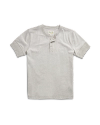 Front view of Men's Standard Issue Short Sleeve Henley - Gray Heather on plain background