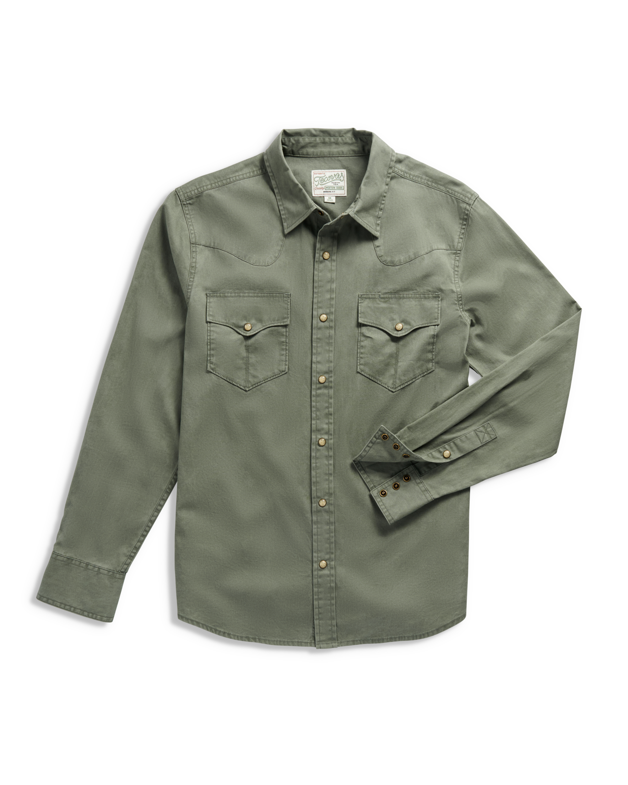 Closeup detail view of Men's Thorn Stopper Pearl Snap LS - Cactus