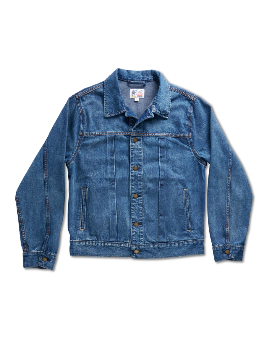 Front view of Men's Denim Ranch Hand Trucker - Medium Wash on plain background