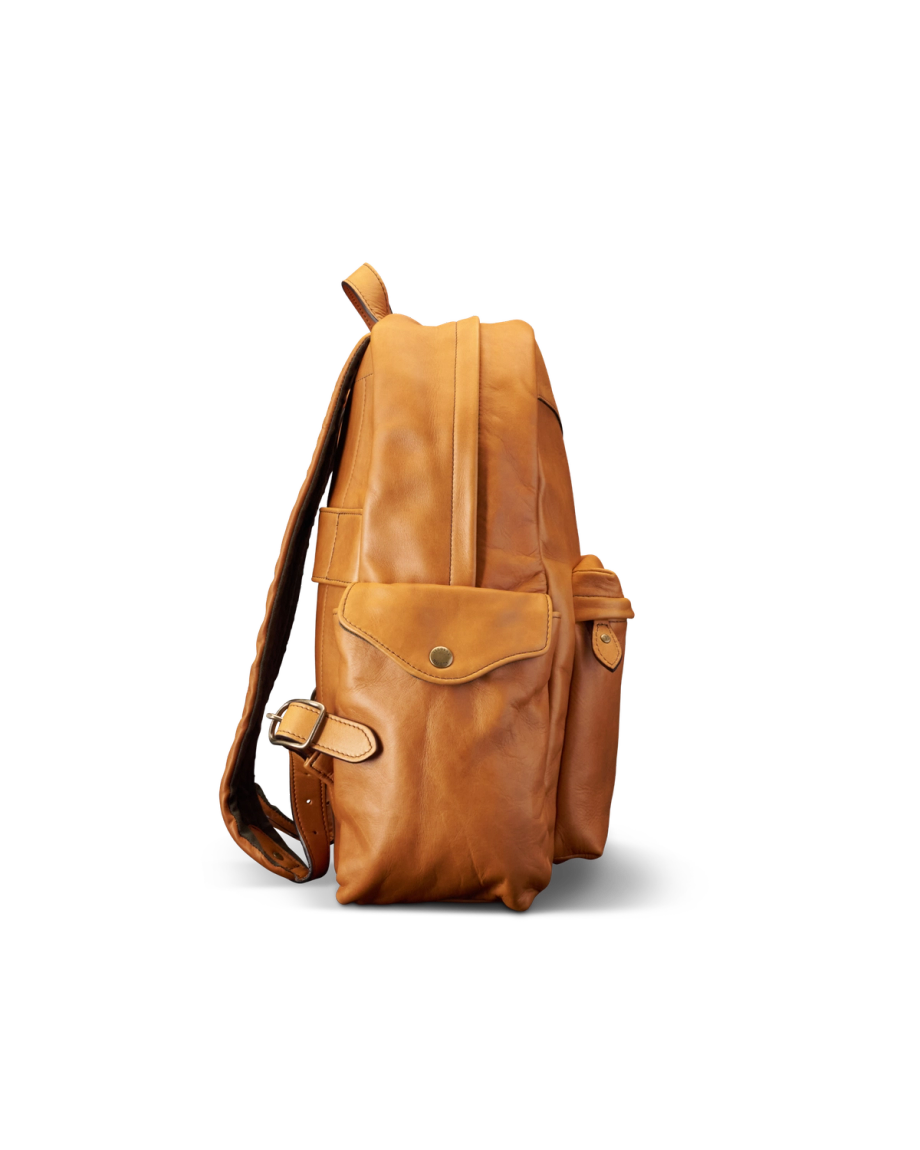 View of Men's Leather Backpack - Caramel
