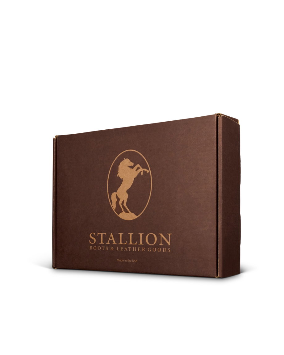 Quarterfront view of The Stallion x Tecovas Boot - Midnight Giant Gator on plain background
