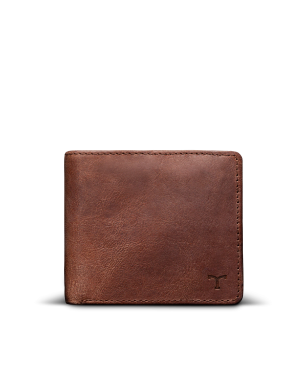 Front view of Goat Billfold - Scotch on plain background