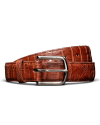 Front view of Men's Caiman Belt II - Pecan on plain background