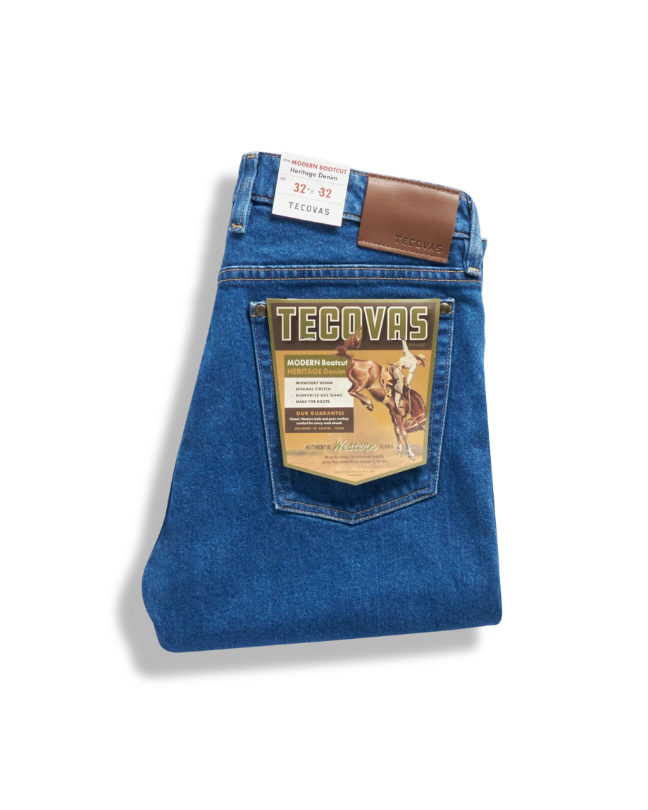 View of Men's Modern Bootcut Heritage Denim - Medium Blue