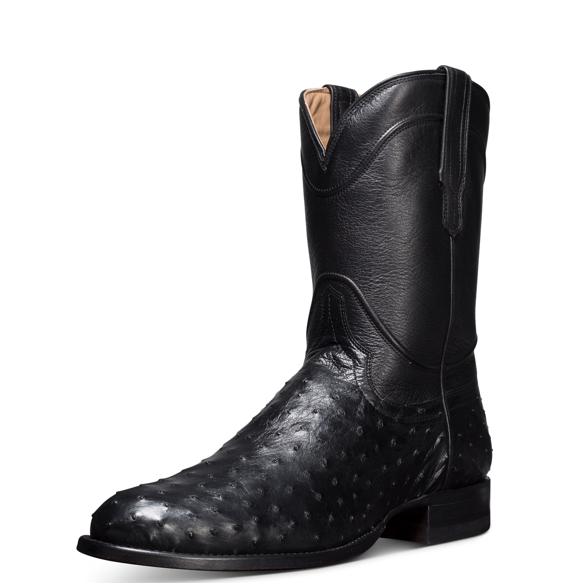 Men's Ostrich Roper Boots | The Duke - Midnight | Tecovas