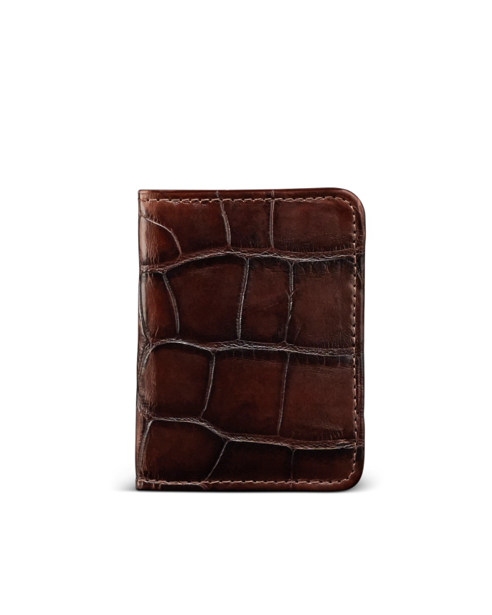 Front view of Men's Birthday X Bifold Card Case - Dark Pecan on plain background