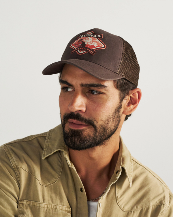 View of Tecovas Wares of the West Trucker - Dark Brown