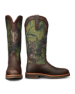 Pair view of Tecovas x Mossy Oak Snake Boot - Full Foliage Cowhide on plain background