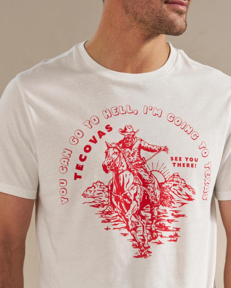 View of Men's I'm Going to Texas Tee - Bone/Red