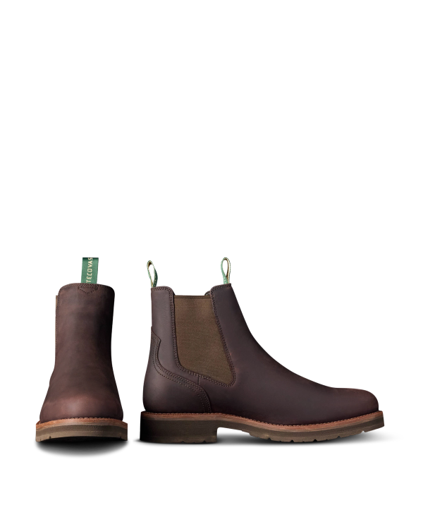 Pair view of The Rugged Chelsea - Umber Cowhide on plain background