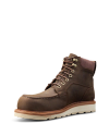 Quarterfront view of LongHaul Waterproof Moc Composite Toe Work Boot - Espresso on plain background