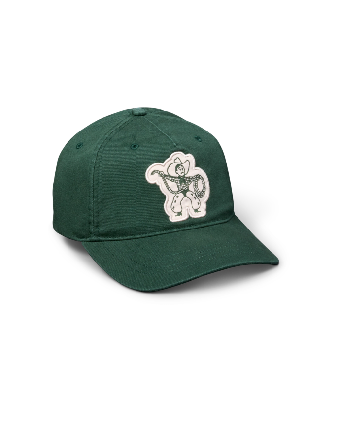 Quarterfront view of Cowboy Patch Trucker - Green on plain background