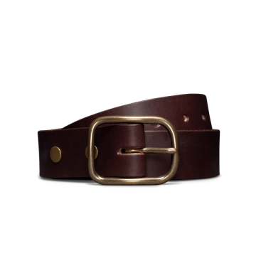 Front view of Harness Leather Belt - Umber on plain background