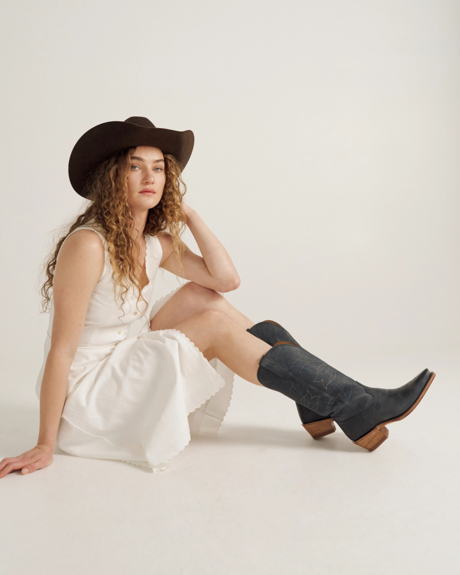 Full view of The Annie Monarch - Navy on model