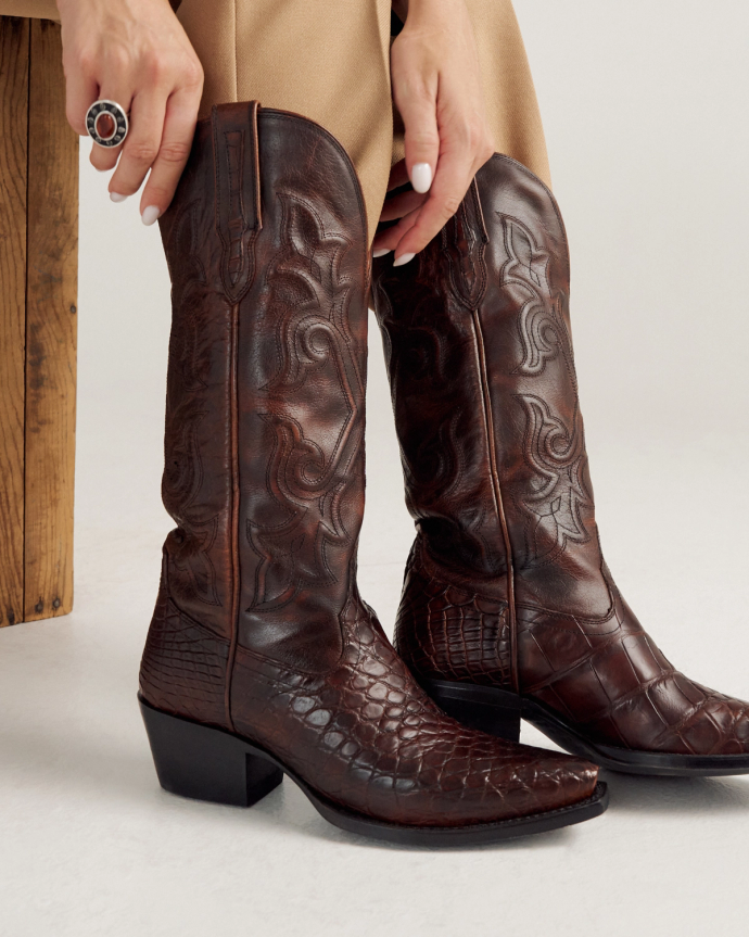 View of Women's Birthday Boot X - Dark Pecan Alligator