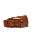 Front view of Men's Smooth Ostrich Belt II - Russet on plain background