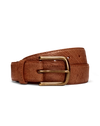 Front view of Men's Smooth Ostrich Belt II - Russet on plain background