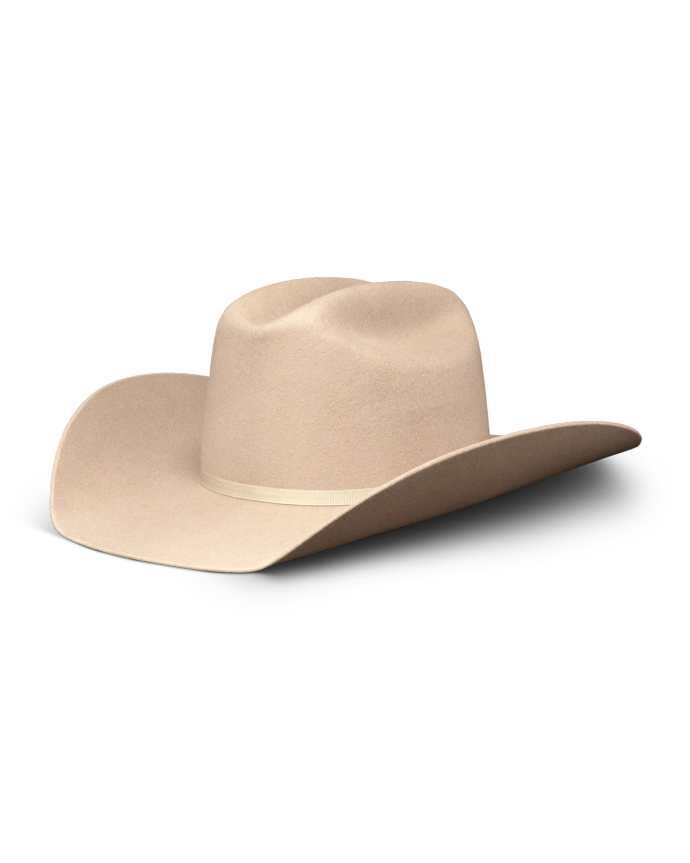 Quarterback view of Cattleman Wool Cowboy Hat - Khaki on plain background