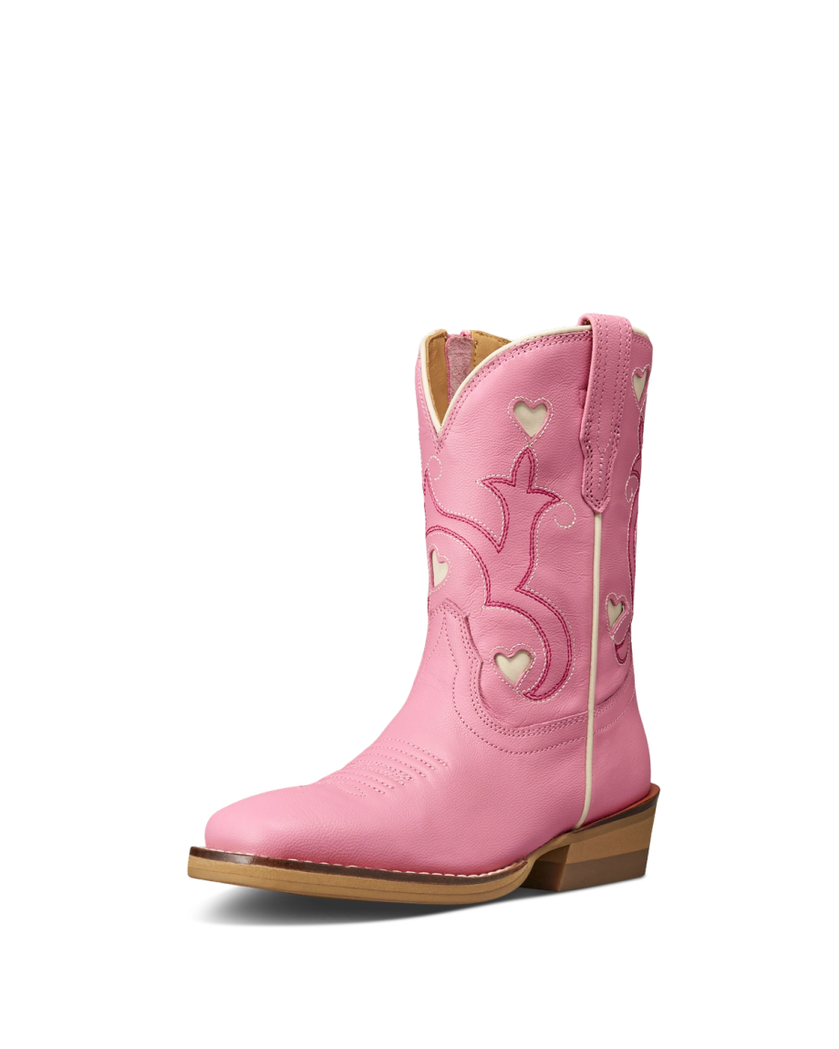 Quarterfront view of The Annie Hearts Toddler - Wild Rose on plain background