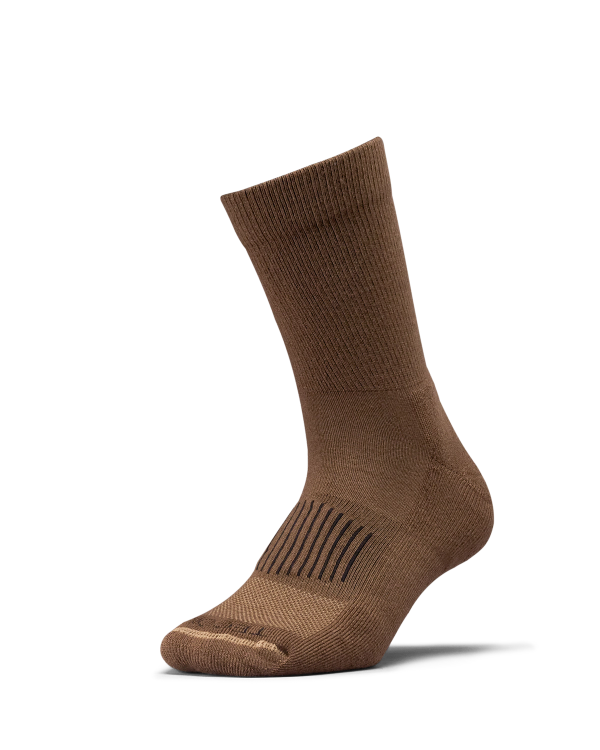 Quarterfront view of Crew Socks (3-Pack) - Brown/Tan/Black on plain background