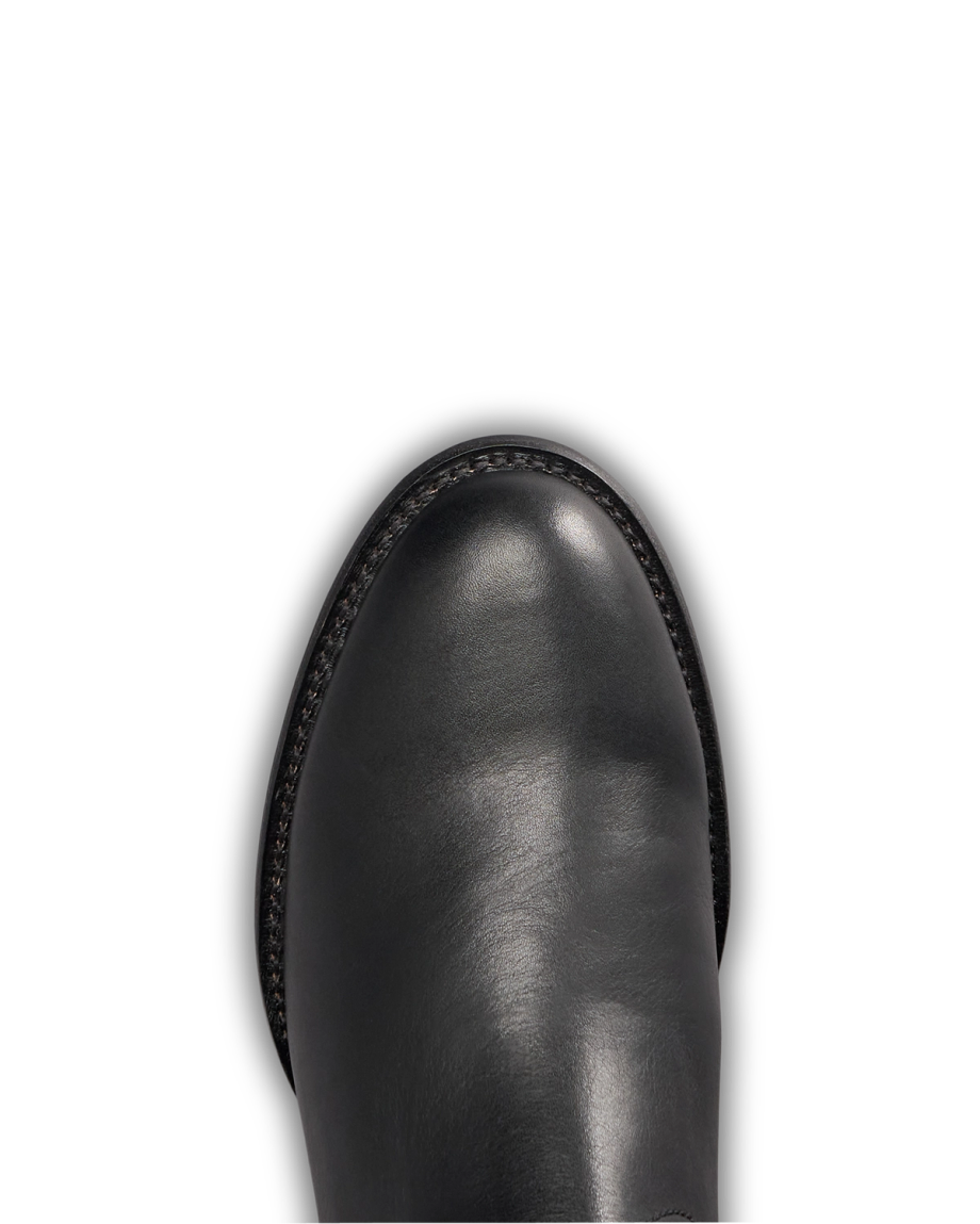 Toe view of The Glen - Midnight Cowhide on plain background