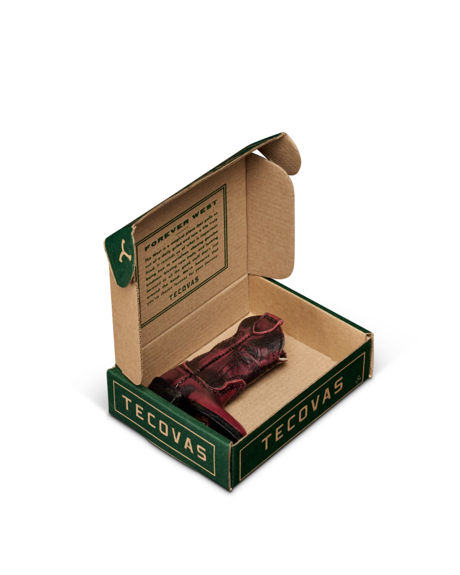 Inside view of Cartwright Boot Ornament - Black Cherry on plain background