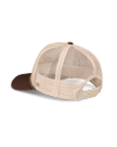 Quarterback view of Soco Patch Five-Panel Trucker - Brown on plain background