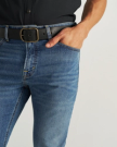 Closeup view of Men's Slim Stretch Denim - Medium Indigo