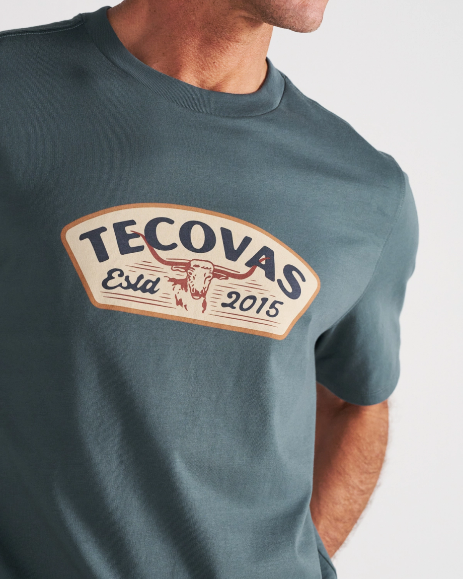 Closeup detail view of Men's Longhorn Badge T-Shirt - Dark Slate