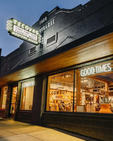 Exterior view of the South Congress Tecovas store.