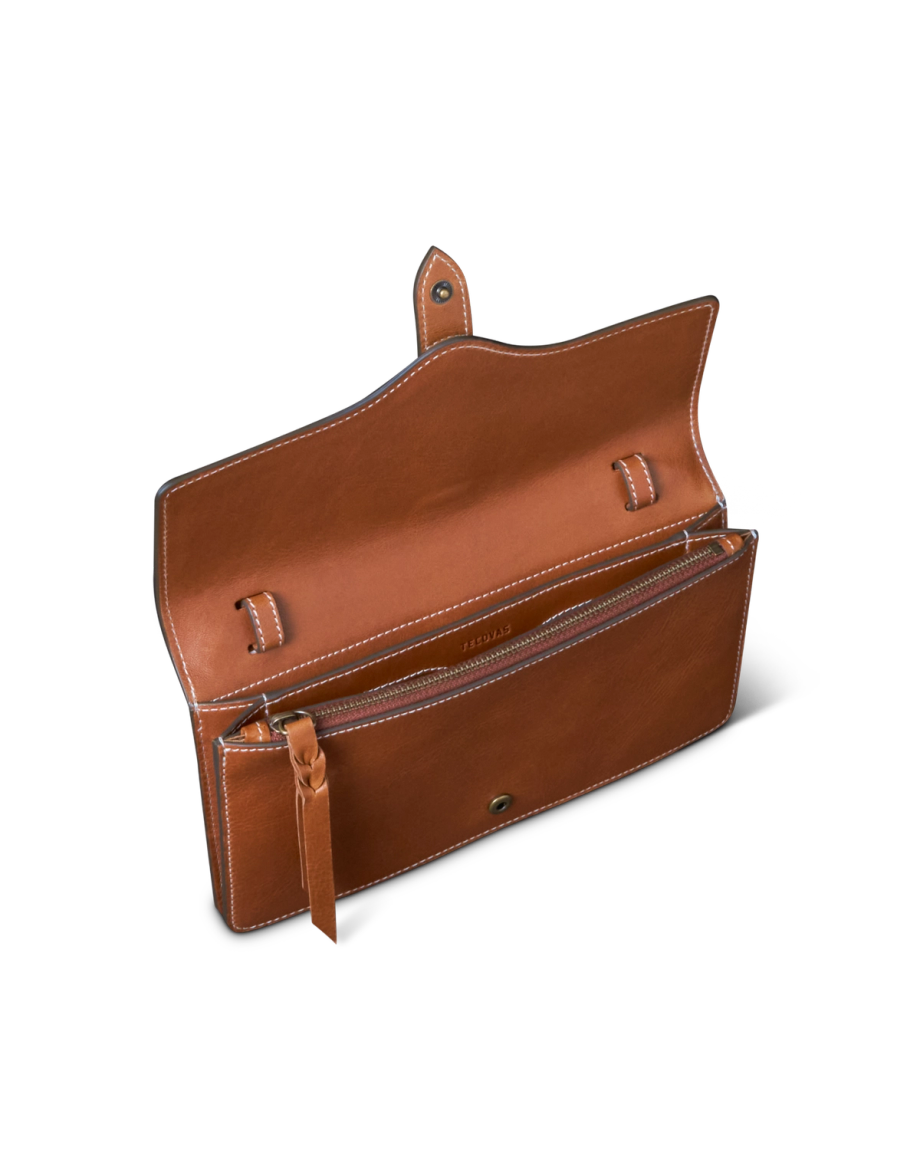 Front view of Women's Sierra Convertible Crossbody - Saddle Tan on plain background