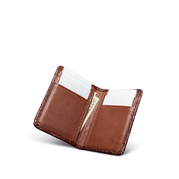 Front view of Bifold Card Case - Walnut on plain background