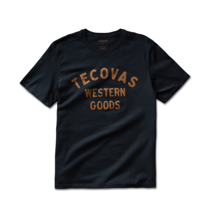 Flatlay image of men's western good t shirt on a plain background